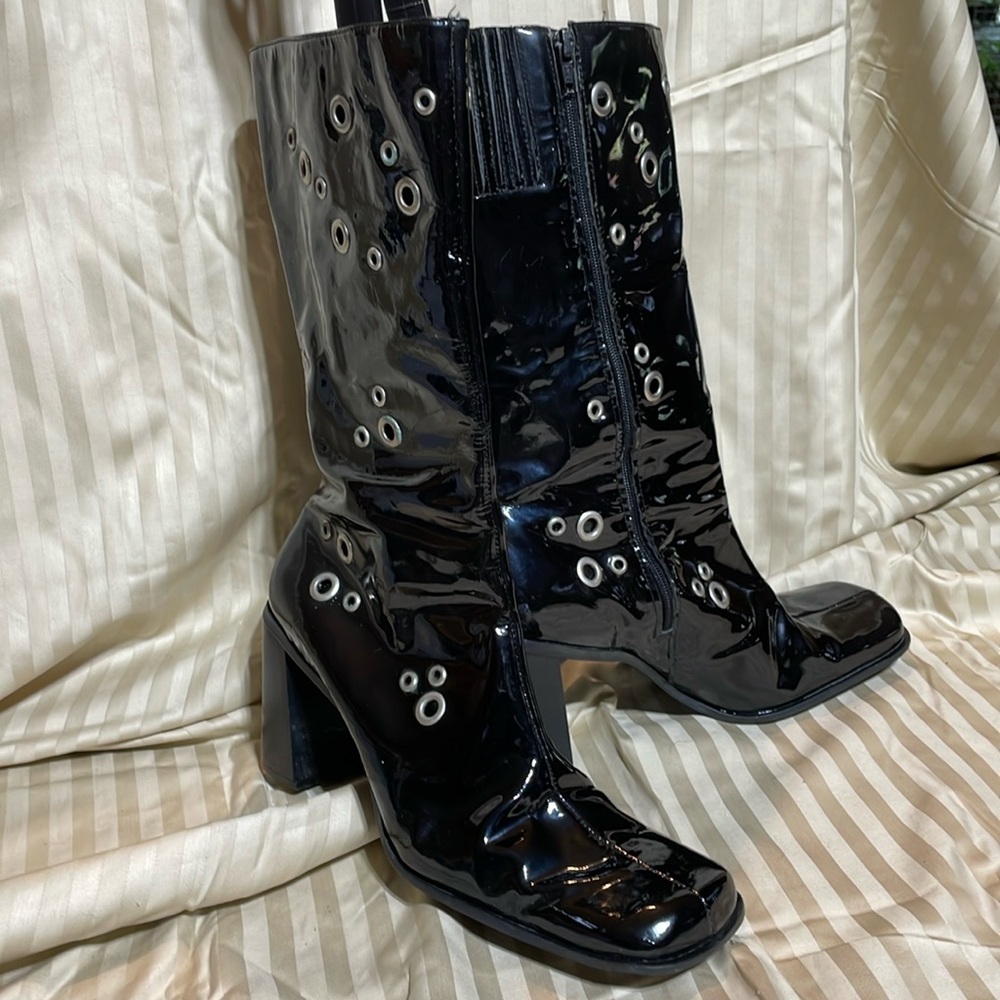 Cher made in Brazil patent leather mid calf boots sz 10